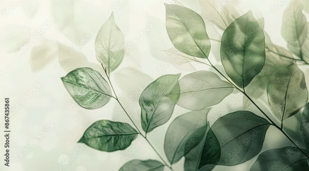 Soft-focus Nature Scene with Green Leaves and Blurred Background. Soft-focus Nature Scene with Green Leaves and Blurred Background.