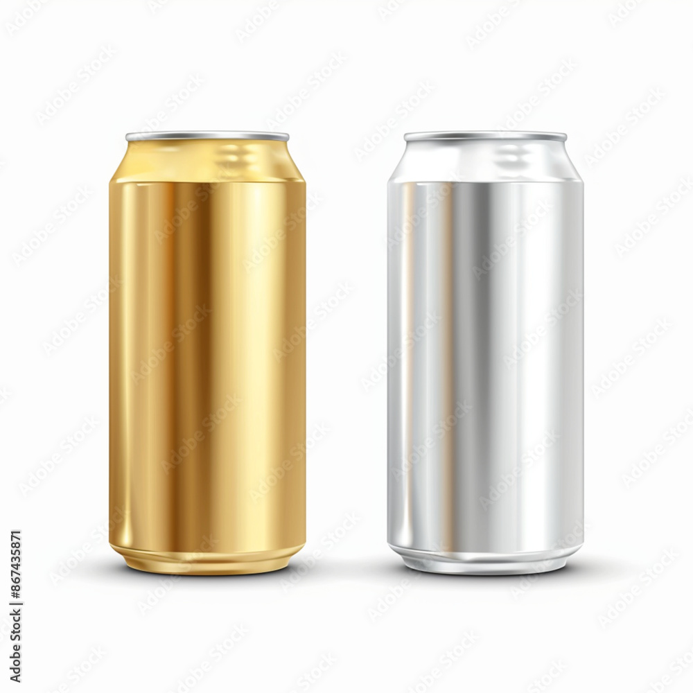 gold and white aluminum can isolated on white background gold and white aluminum can isolated on white background