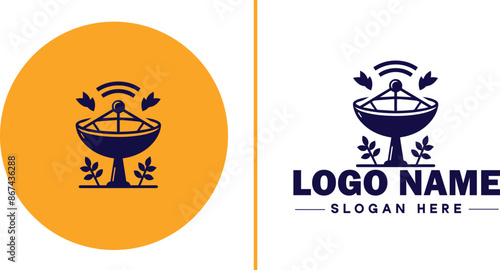 satellite dish icon Satellite antenna Satellite receiver Parabolic dish flat logo sign symbol editable vector