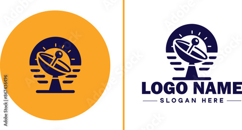 satellite dish icon Satellite antenna Satellite receiver Parabolic dish flat logo sign symbol editable vector