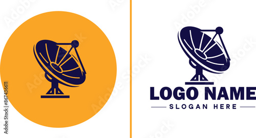 satellite dish icon Satellite antenna Satellite receiver Parabolic dish flat logo sign symbol editable vector