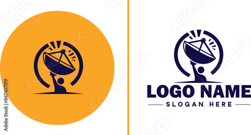satellite dish icon Satellite antenna Satellite receiver Parabolic dish flat logo sign symbol editable vector