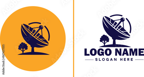 satellite dish icon Satellite antenna Satellite receiver Parabolic dish flat logo sign symbol editable vector