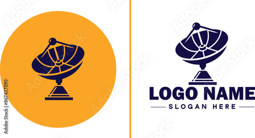 satellite dish icon Satellite antenna Satellite receiver Parabolic dish flat logo sign symbol editable vector