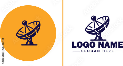 satellite dish icon Satellite antenna Satellite receiver Parabolic dish flat logo sign symbol editable vector