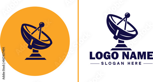 satellite dish icon Satellite antenna Satellite receiver Parabolic dish flat logo sign symbol editable vector