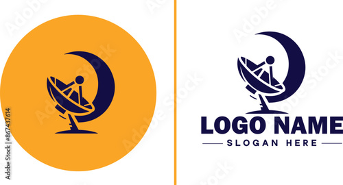 satellite dish icon Satellite antenna Satellite receiver Parabolic dish flat logo sign symbol editable vector