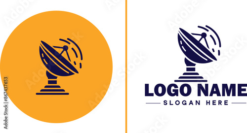 satellite dish icon Satellite antenna Satellite receiver Parabolic dish flat logo sign symbol editable vector