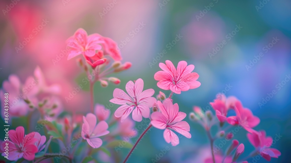 Pink flowers in abstract style as backdrop with focused foreground Pink flowers in abstract style as backdrop with focused foreground