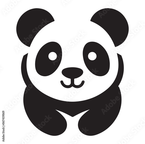 panda silhouette vector isolated on white background. photo