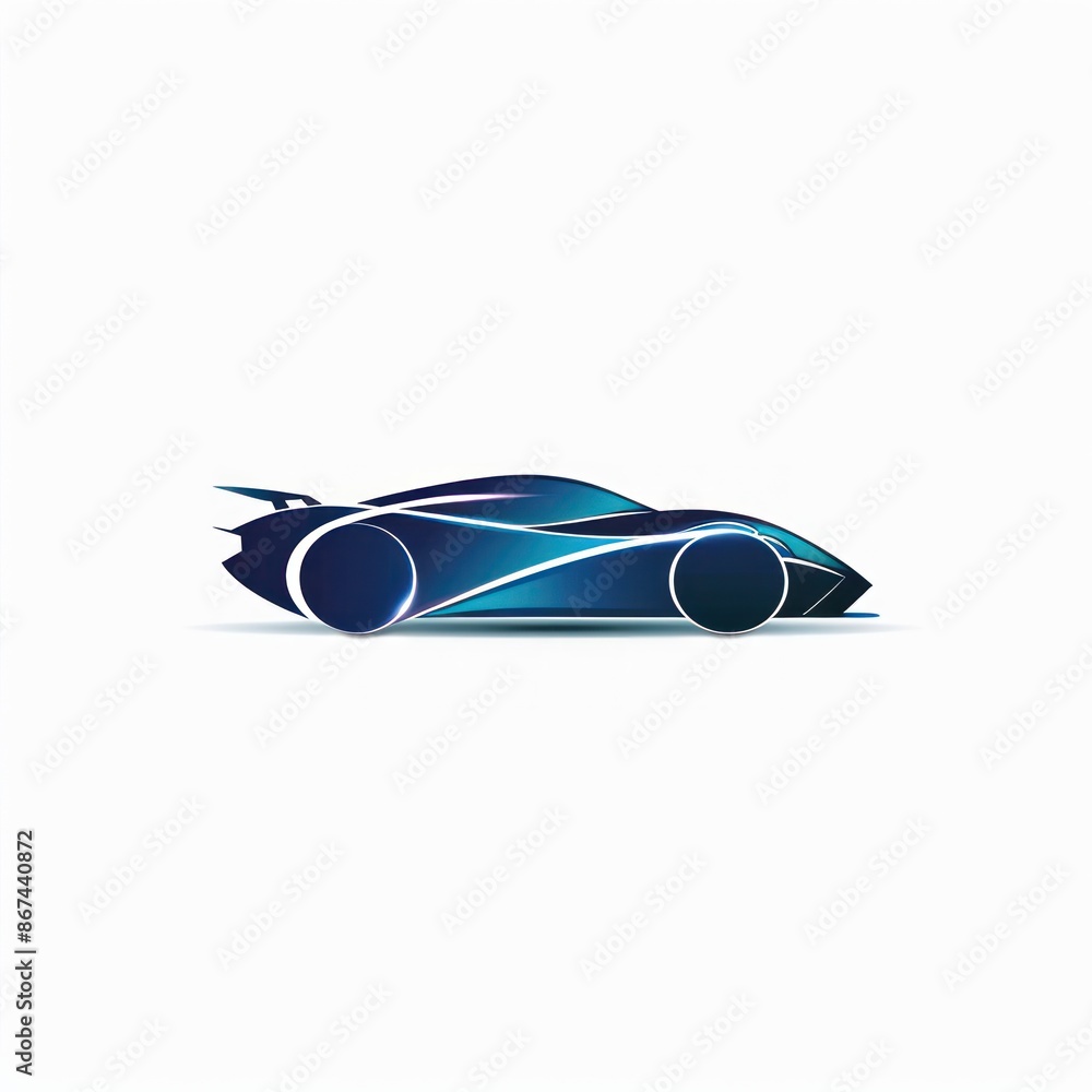 Blue and White Sports Car Illustration Blue and White Sports Car Illustration