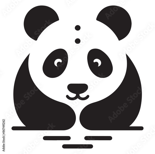 panda silhouette vector isolated on white background.