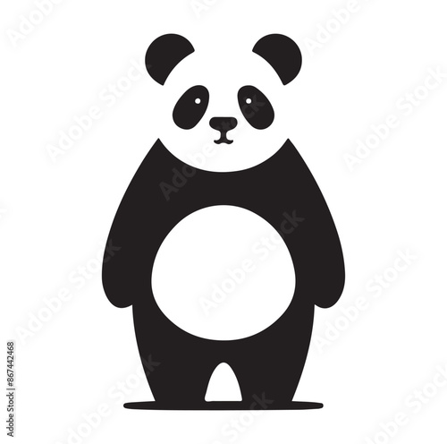 panda silhouette vector isolated on white background. photo