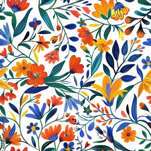 Blue and Orange Flowers Dance Together