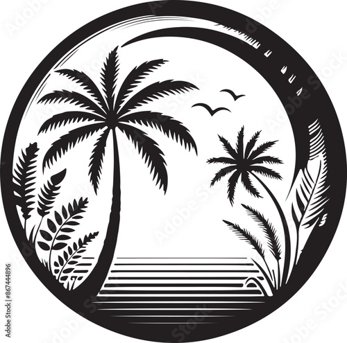 palm tree silhouette vector art with white backgrounders photo