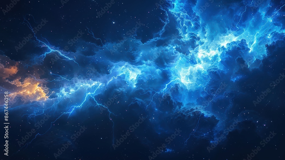 Majestic and powerful Blue Jet lightning phenomenon in the upper atmosphere Majestic and powerful Blue Jet lightning phenomenon in the upper atmosphere