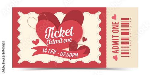 Title: Admit One Valentine Vintage ticket isolated Retro

