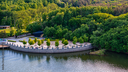 Wangtan Square Landscape of Jingyuetan National Forest Park, Changchun, China in Summer photo