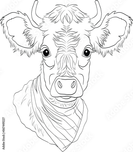Autumn cow with scarf. Art & Illustration