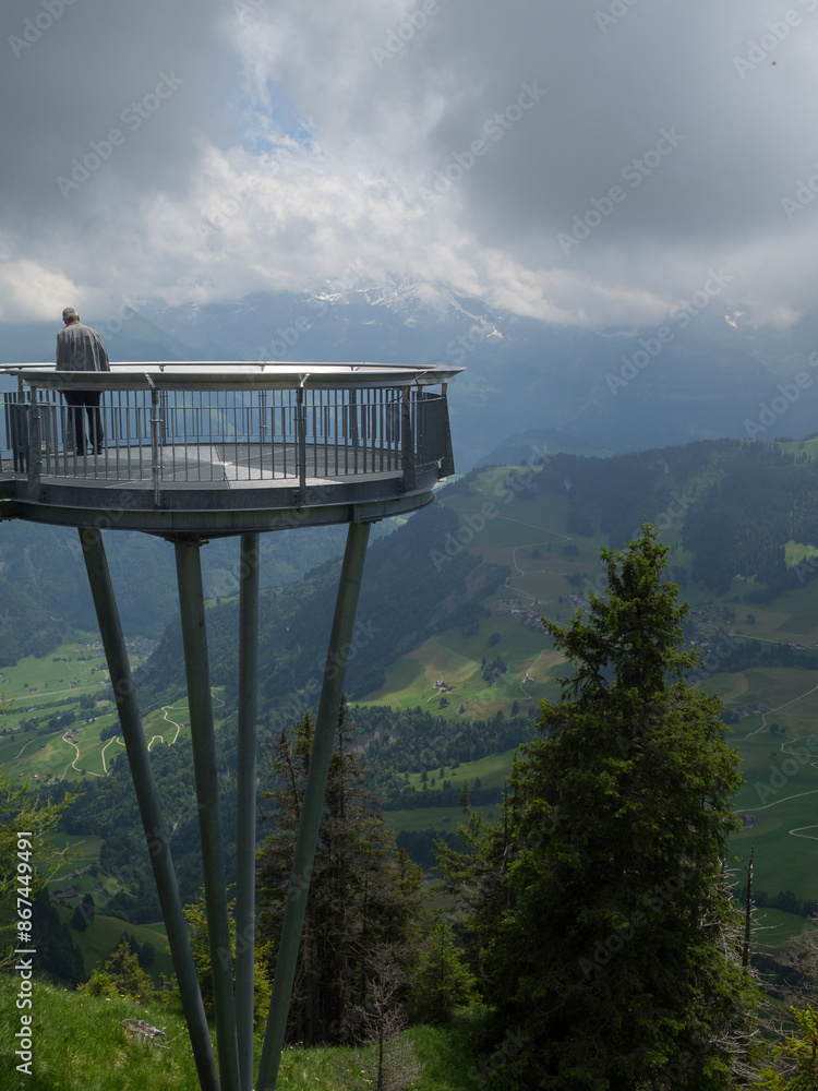 Man overlooking the landscape from Stanserhorn