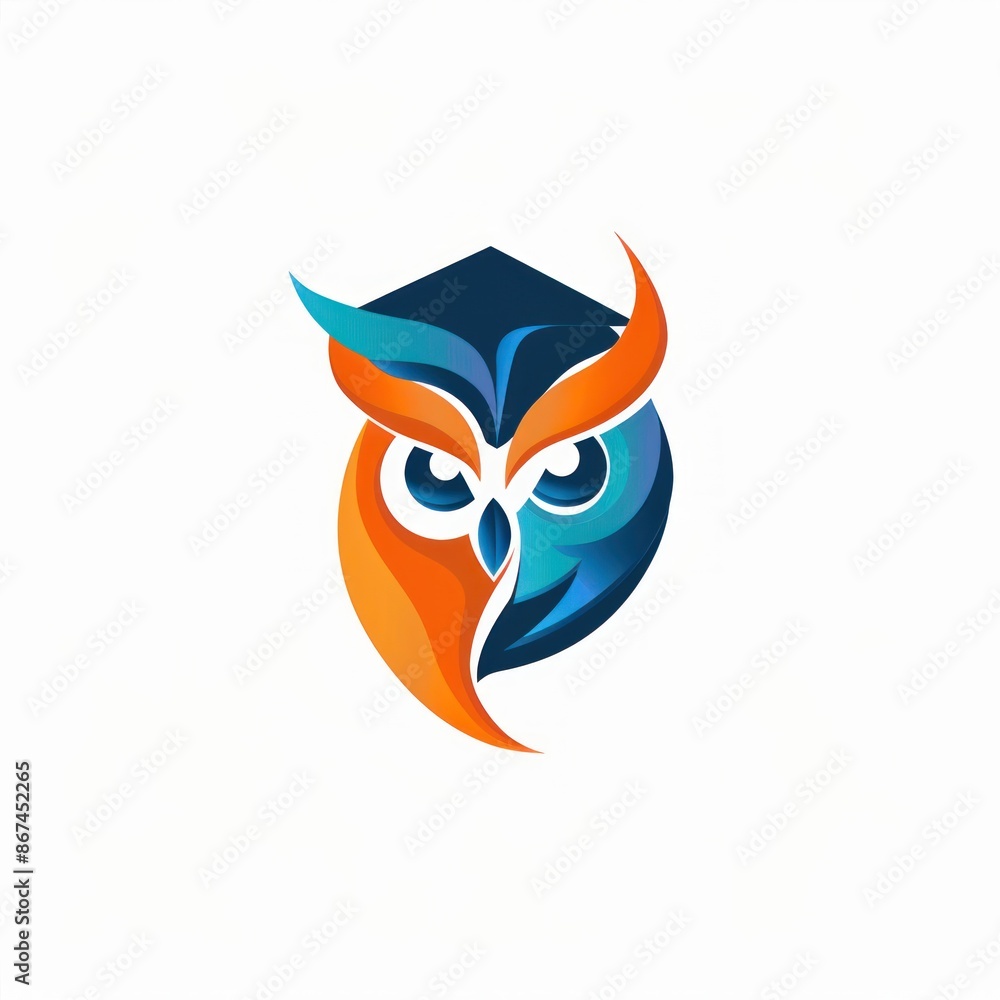 Abstract Owl Logo with Graduation Cap Abstract Owl Logo with Graduation Cap