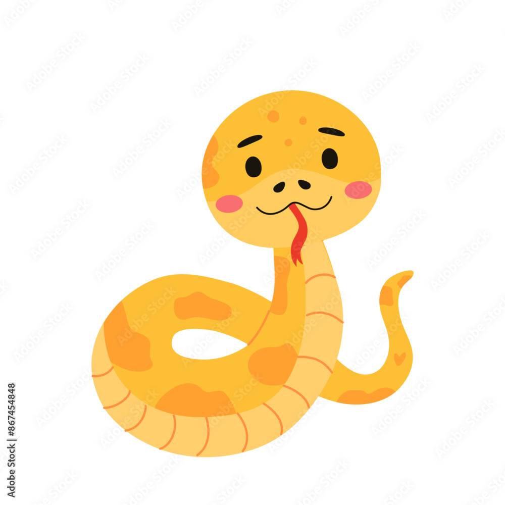 Fototapeta premium Cute yellow insularis snake cartoon