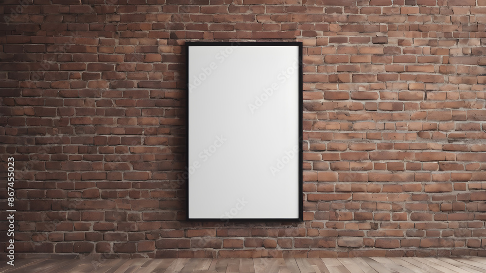Artifical Intelligence generated image of interior with empty frame. Blank picture frame hanging on wall, AI generated image Artifical Intelligence generated image of interior with empty frame. Blank picture frame hanging on wall, AI generated image