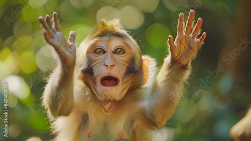 Cute monkey waving.  photo