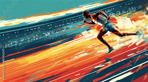 疾走感のある短距離走のイラスト