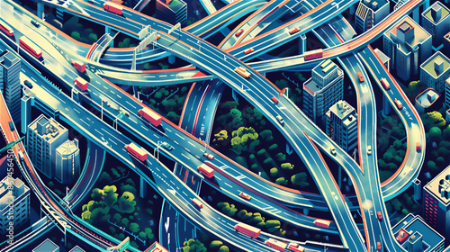 上空から見た高速道路のジャンクション