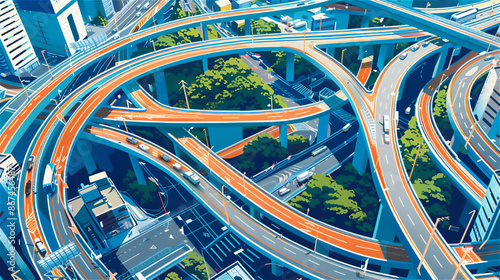 上空から見た高速道路のジャンクション