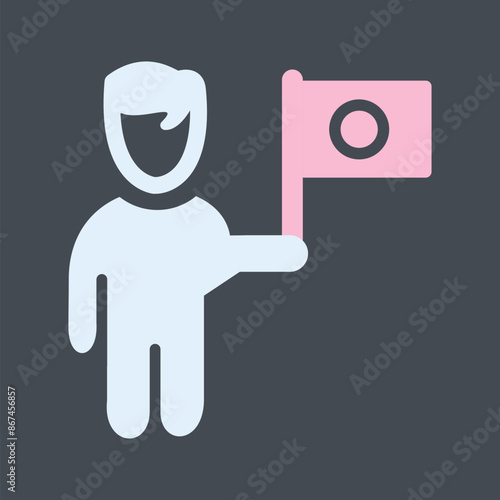 Raising Flag Vector Icon