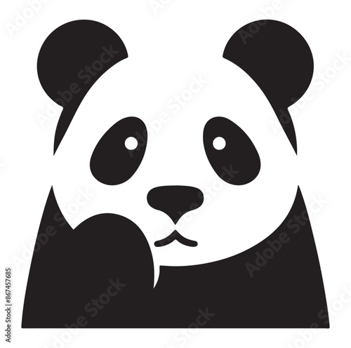 panda silhouette vector isolated on white background.