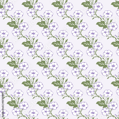 Blooming Springtime Morning Glory Nature Pattern. Between bunnies and gift