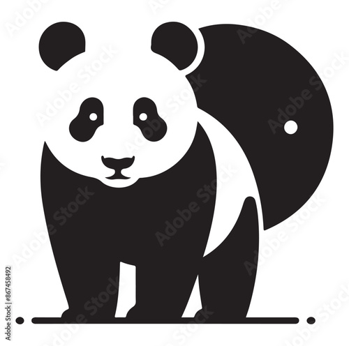 panda silhouette vector isolated on white background.