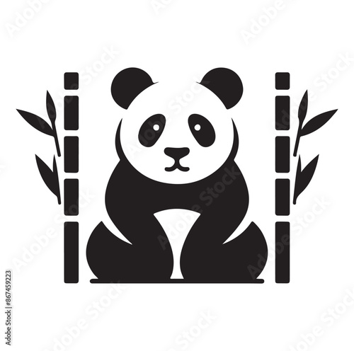 panda silhouette vector isolated on white background.