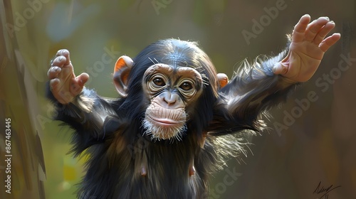 Cute monkey waving.  photo