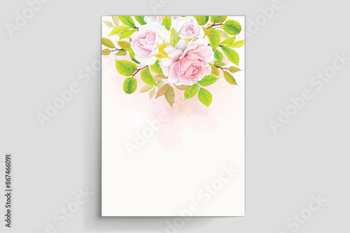 beautiful floral roses with border and frame card design