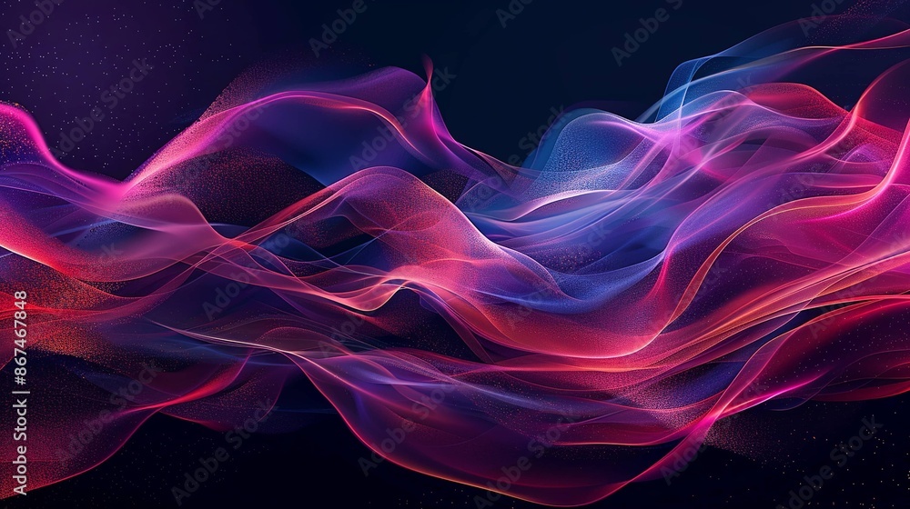 A purple and blue wave with red streaks on black texture art A purple and blue wave with red streaks on black texture art