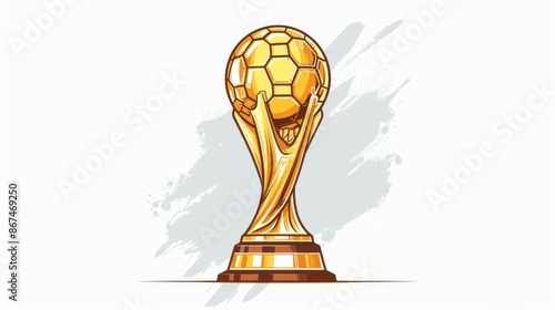illustration of a World Cup trophy on a white background, simple and clean design