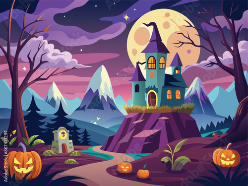 halloween background with castle
