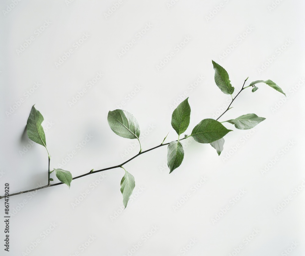 Stylish Tree Branch with Leaves on a Blurred Background Stylish Tree Branch with Leaves on a Blurred Background