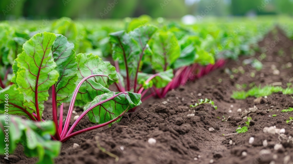 Beetroot Rows in the Field During the Spring Season Beetroot Rows in the Field During the Spring Season