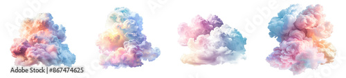 Dreamy pastel clouds in soft colors abstract sky illustration transparent background