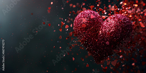 Wallpaper Mural Glittering Heart with Sparkling Red Particles in a Magical Valentine's Day Scene, Symbolizing Eternal Love Torontodigital.ca