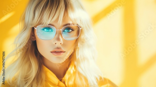 Blonde Woman With Blue Eyes Wearing Glasses © Akhtar