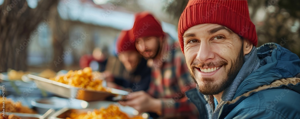 A group of coworkers volunteering at a local homeless shelter, serving warm meals and offering support to those in need. A group of coworkers volunteering at a local homeless shelter, serving warm meals and offering support to those in need.