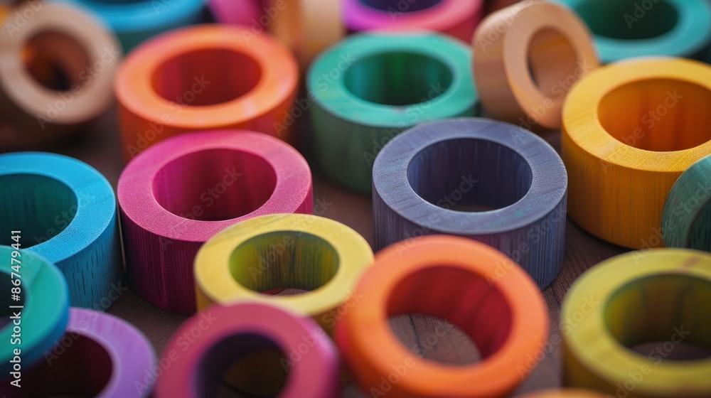Vibrant ring-shaped wooden pieces representing diversity and inclusion in society, symbolizing unity and multiculturalism
Vibrant ring-shaped wooden pieces representing diversity and inclusion in society, symbolizing unity and multiculturalism