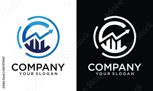 Creative letter C financial investment logo design.