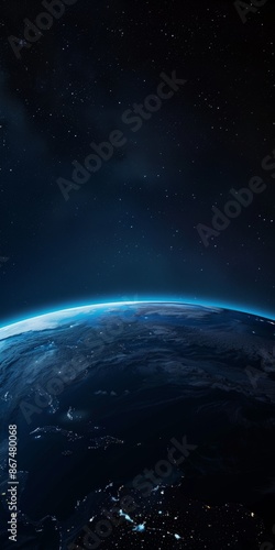 dark poster with space and blue planet. Creative design for wallpaper. background, poster.